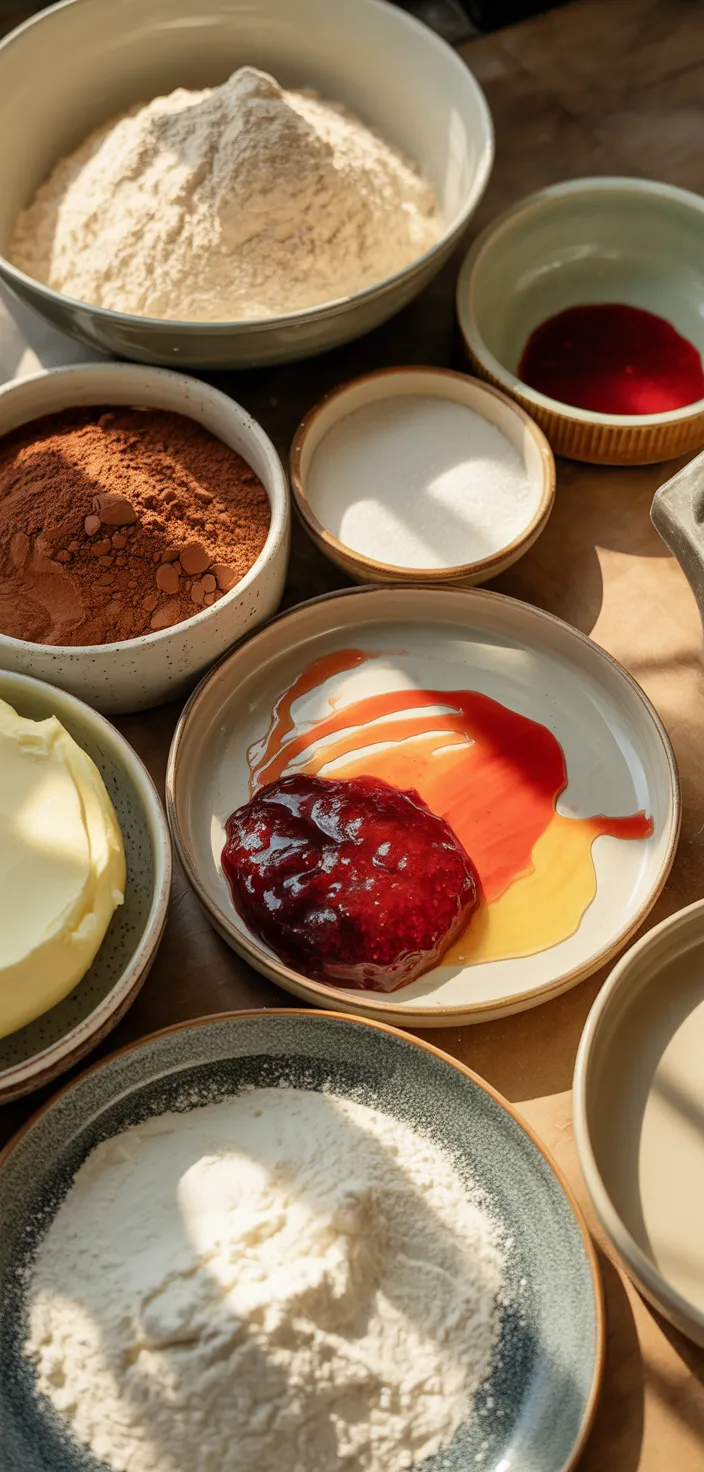 Ingredients photo for Halloween Bloody Knife Cake (Red Velvet Cake With Almond Cream Cheese Buttercream) Recipe