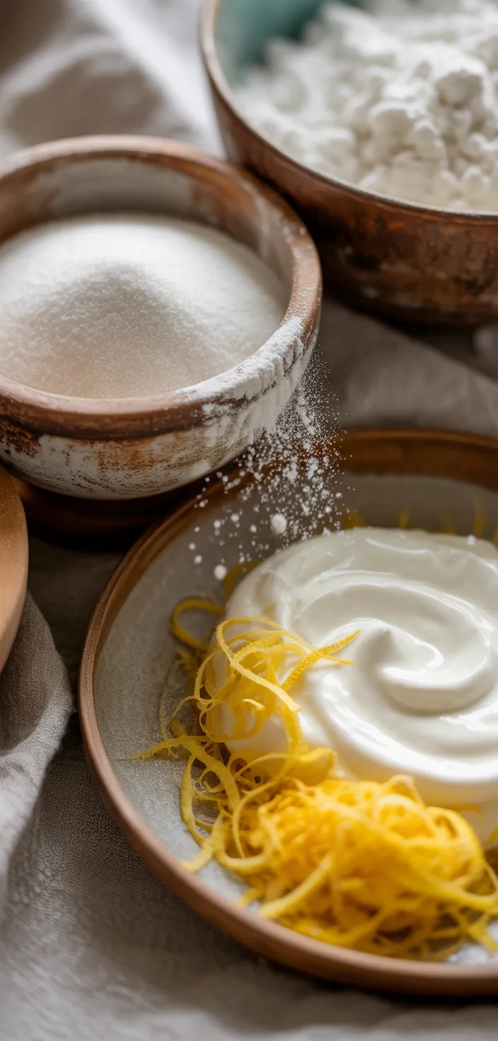 Ingredients photo for Healthy Greek Yogurt Lemon Loaf Cake Recipe