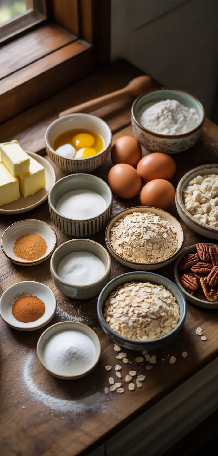 Ingredients photo for Oatmeal Coconut Pecan Cookies Recipe