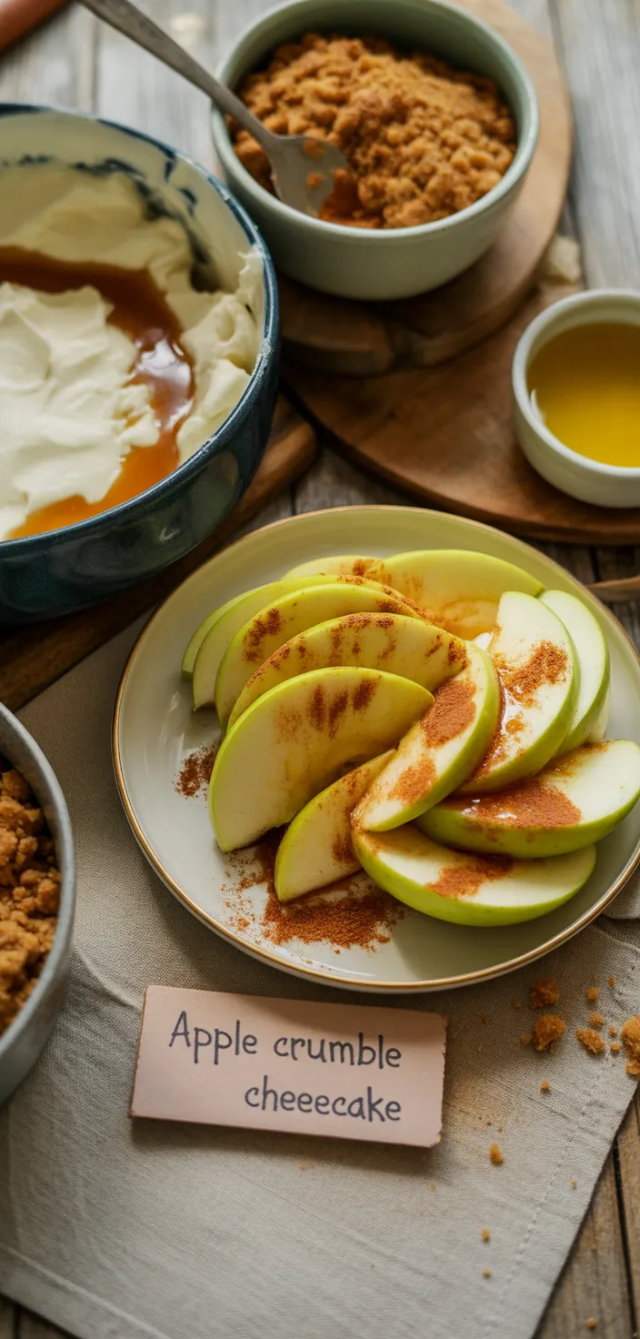 Ingredients photo for Apple Crumble Caramel Cheesecake Recipe