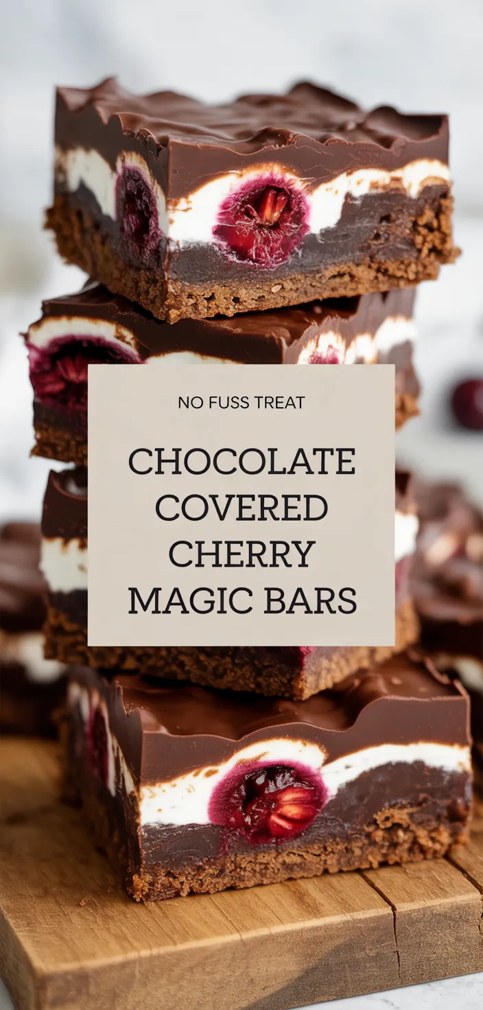 A photo of Chocolate Covered Cherry Magic Bars Recipe