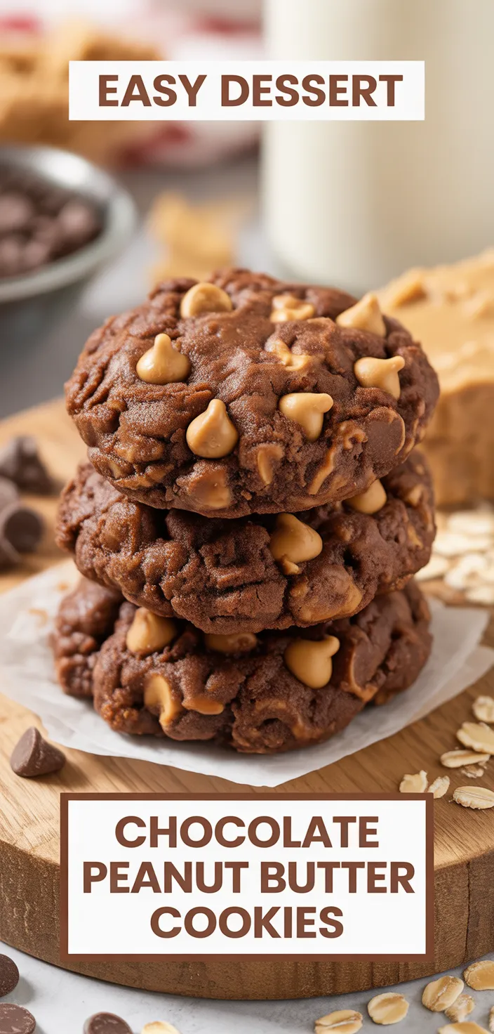A photo of Chocolate Peanut Butter No Bake Cookies Recipe