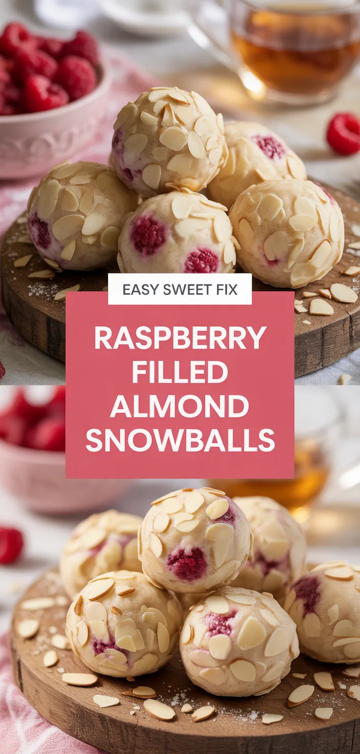 A photo of Raspberry Filled Almond Snowballs Recipe