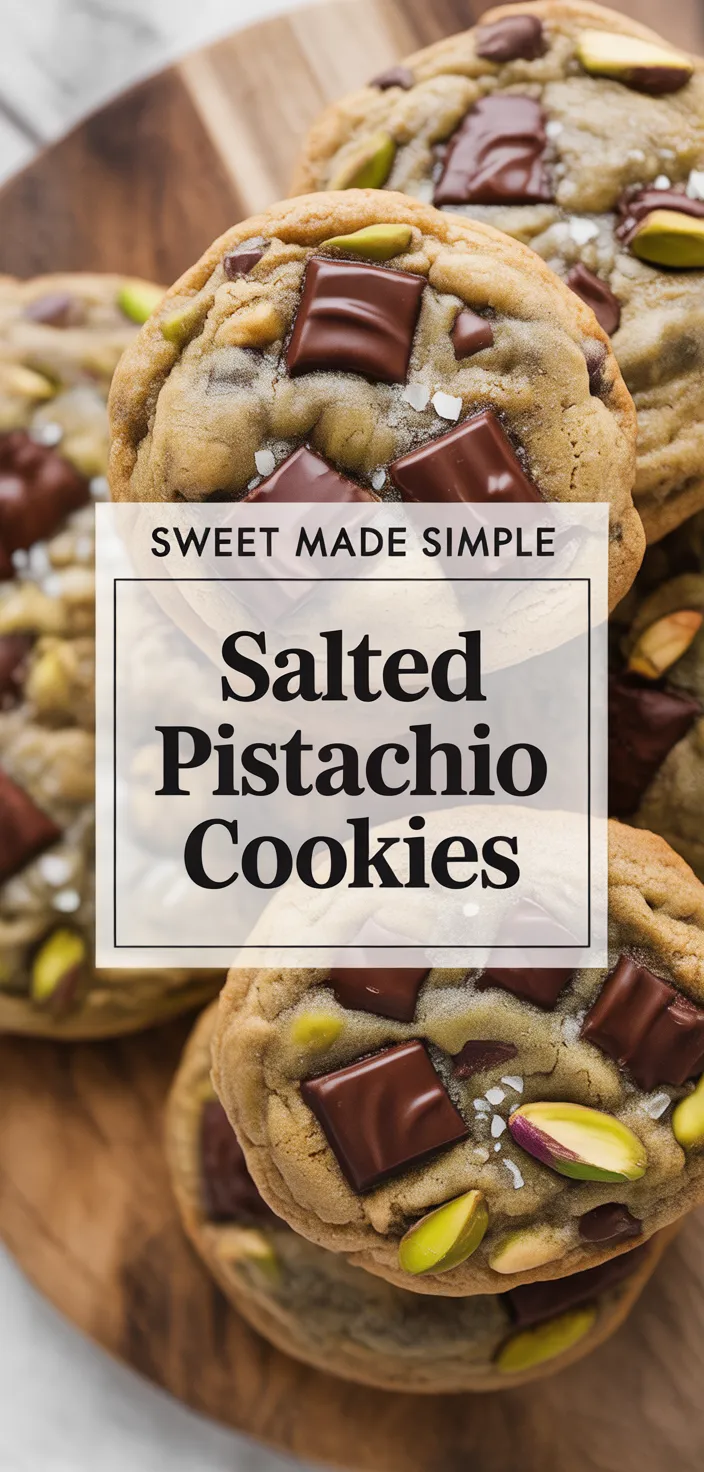A photo of Salted Pistachio Dark Chocolate Chip Cookies Recipe