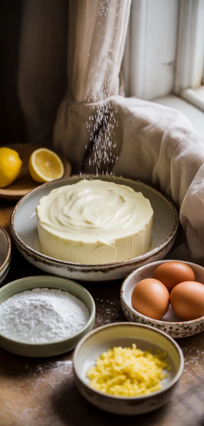 Ingredients photo for Creamy Limoncello Italian Ricotta Cake Recipe