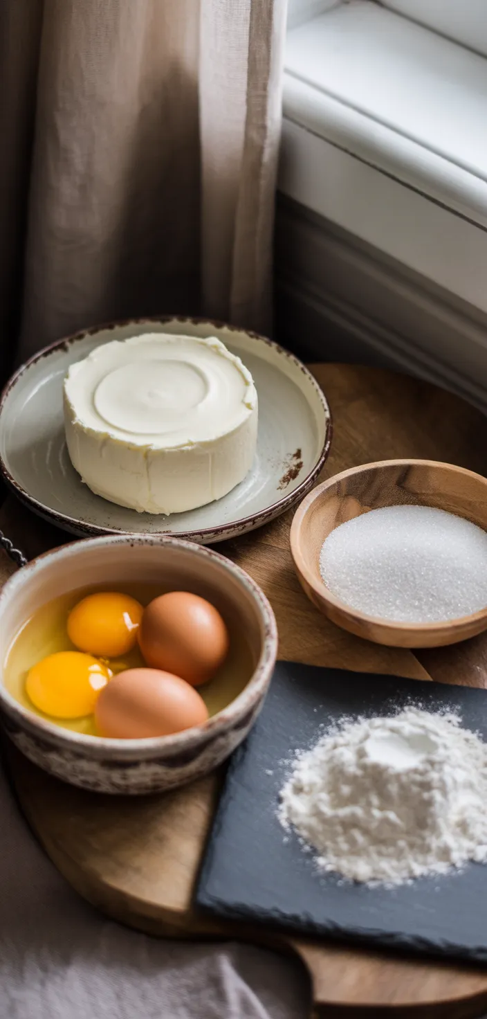Ingredients photo for EASY Basque Burnt Cheesecake Recipe