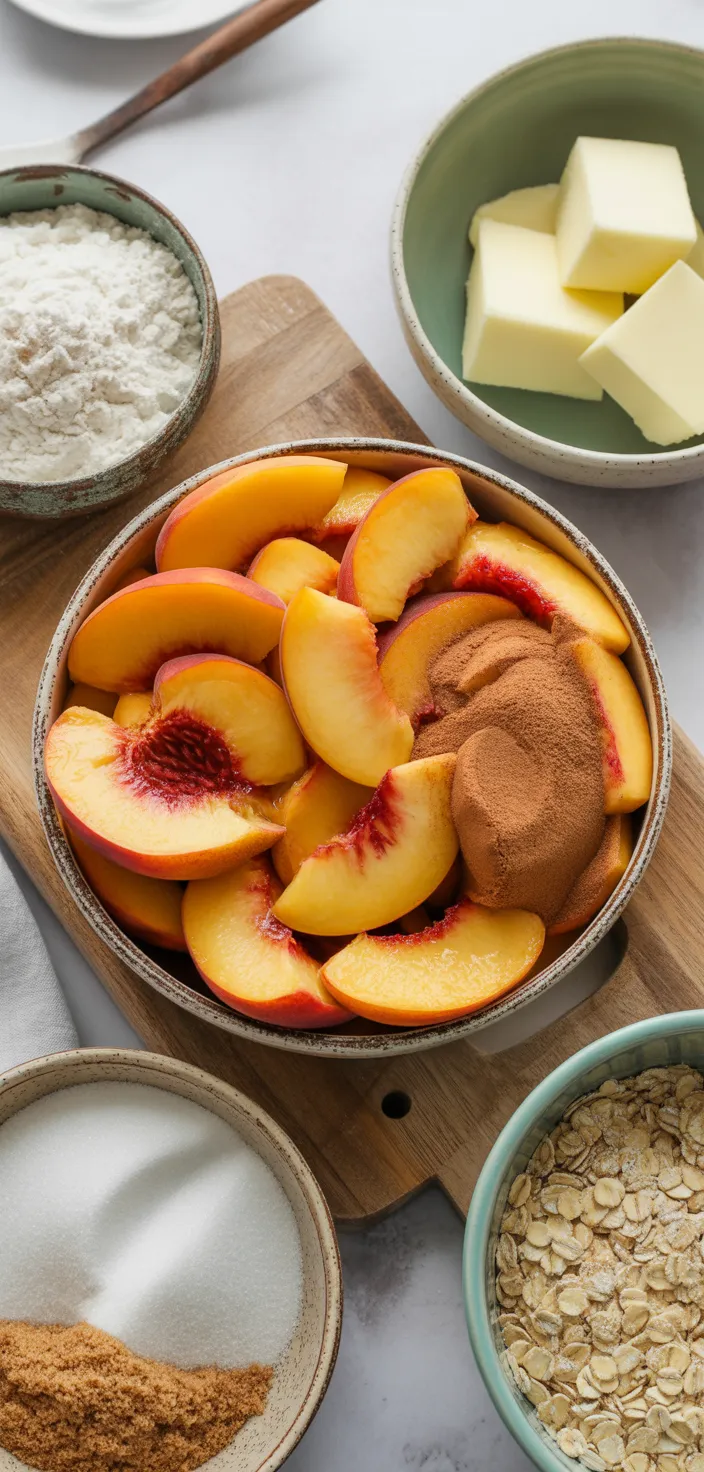 Ingredients photo for Fresh Peach Cobbler Recipe