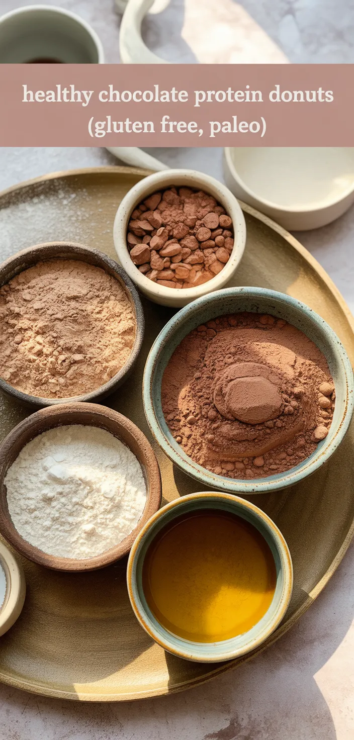 Ingredients photo for Healthy Chocolate Protein Donuts (Gluten Free, Paleo) Recipe