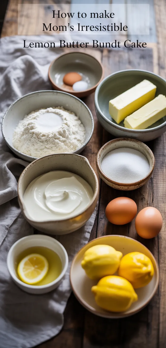 Ingredients photo for How To Make Mom's Irresistible Lemon Butter Bundt Cake Recipe