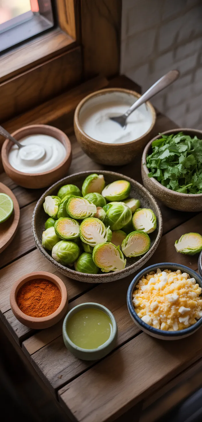 Ingredients photo for Mexican Street Corn Brussels Sprouts Recipe