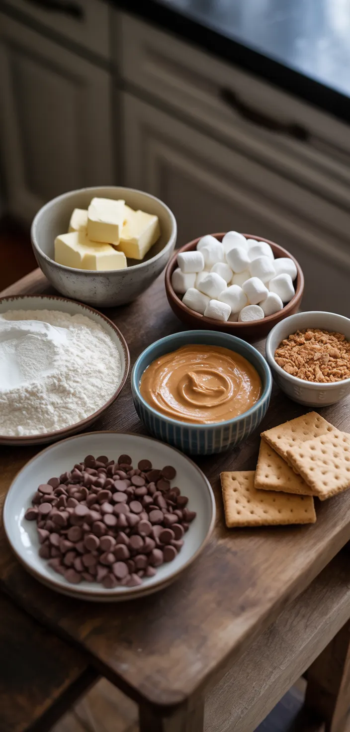 Ingredients photo for Peanut Butter S'mores Bars Recipe