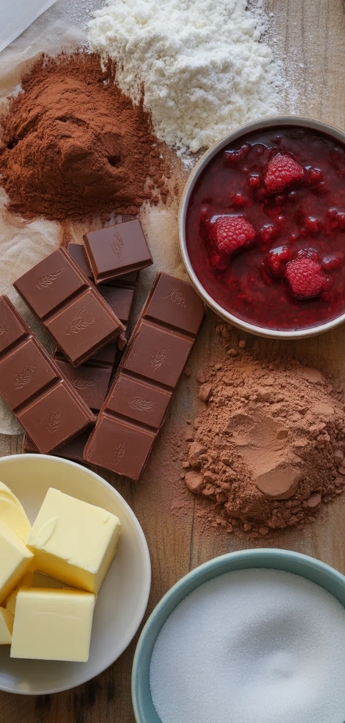 Ingredients photo for Raspberry Chocolate Torte Recipe