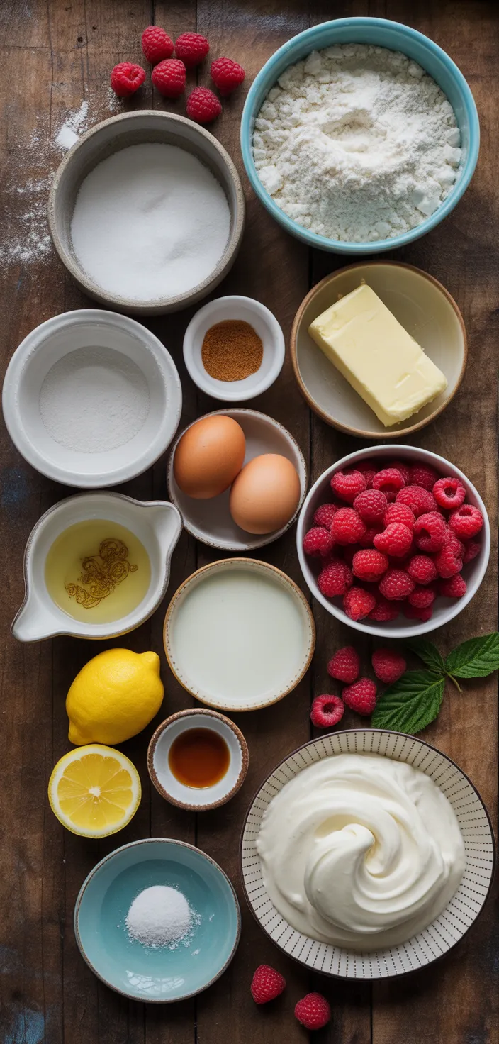 Ingredients photo for Raspberry Lemon Heaven Cupcakes Recipe