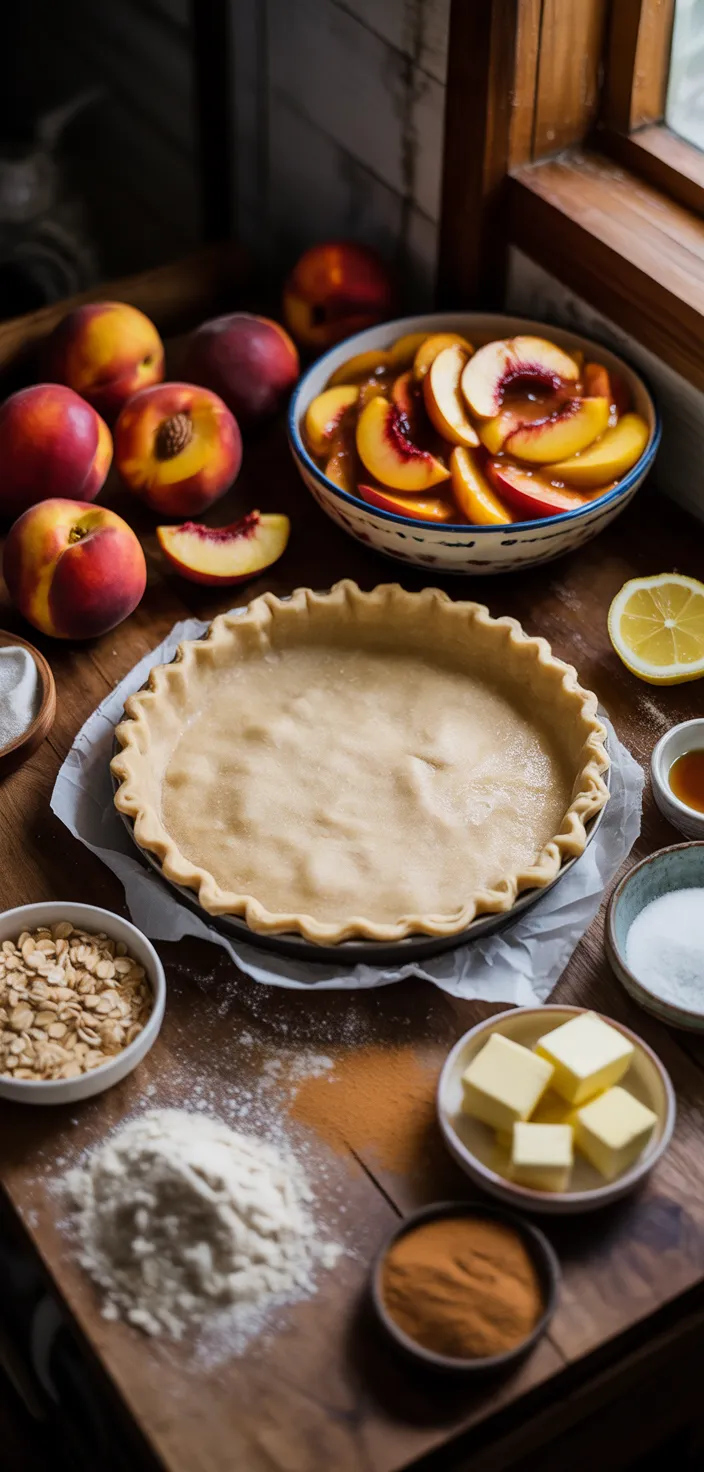 Ingredients photo for Brown Sugar Peach Crumble Pie Recipe