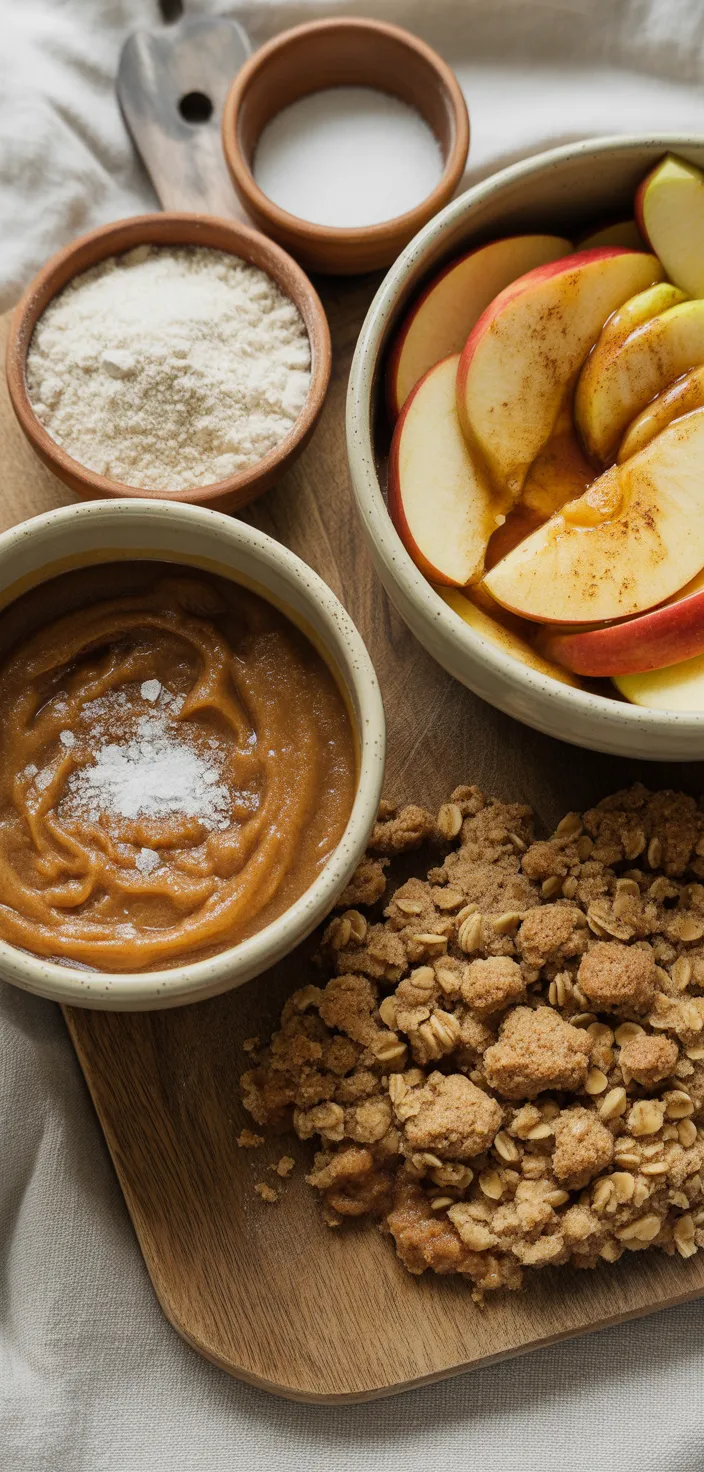 Ingredients photo for Caramel Apple Crumb Bars. Recipe