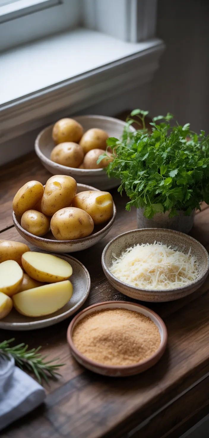 Ingredients photo for Crispy Parmesan Crusted Potatoes Recipe