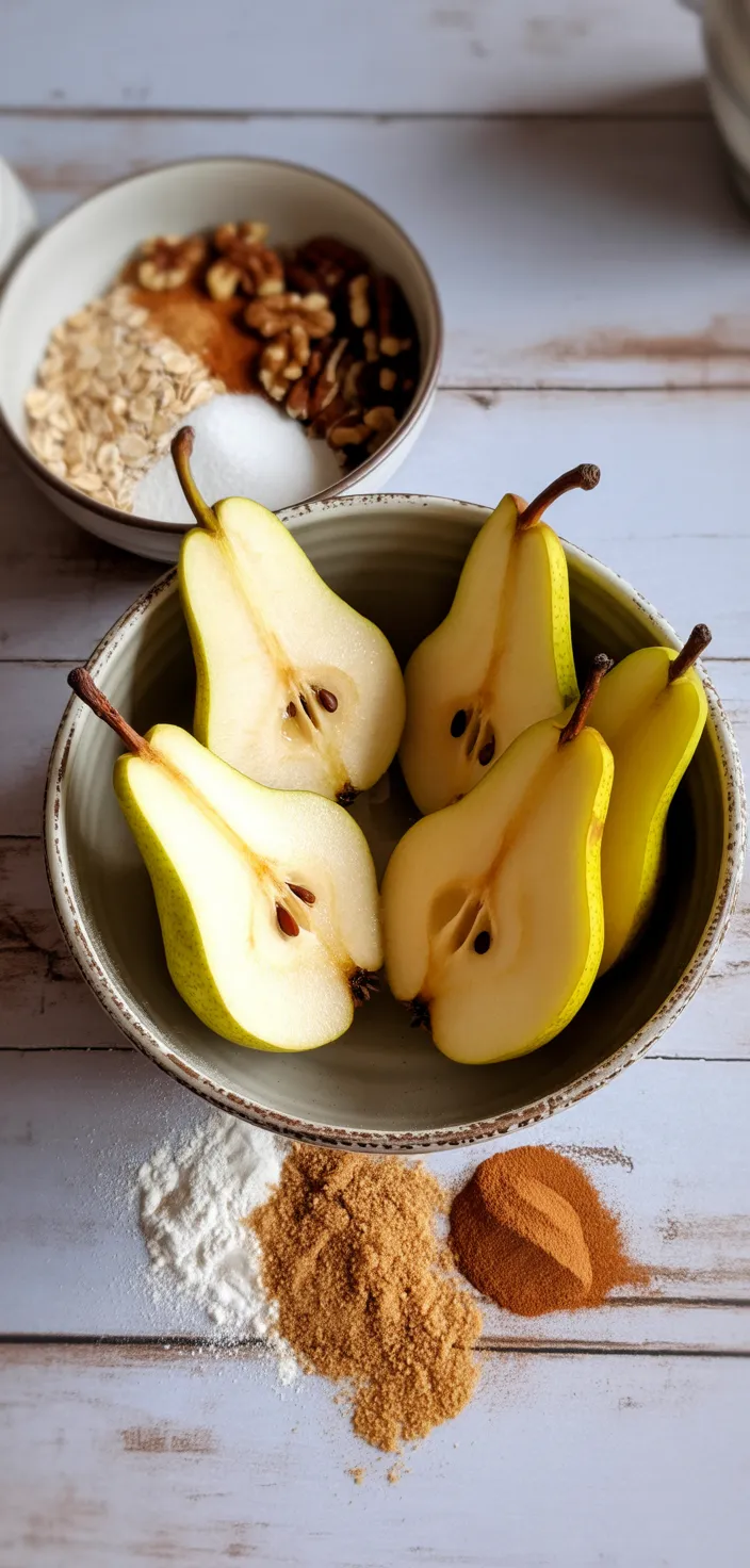 Ingredients photo for Fresh Pear & Walnut Crisp Recipe