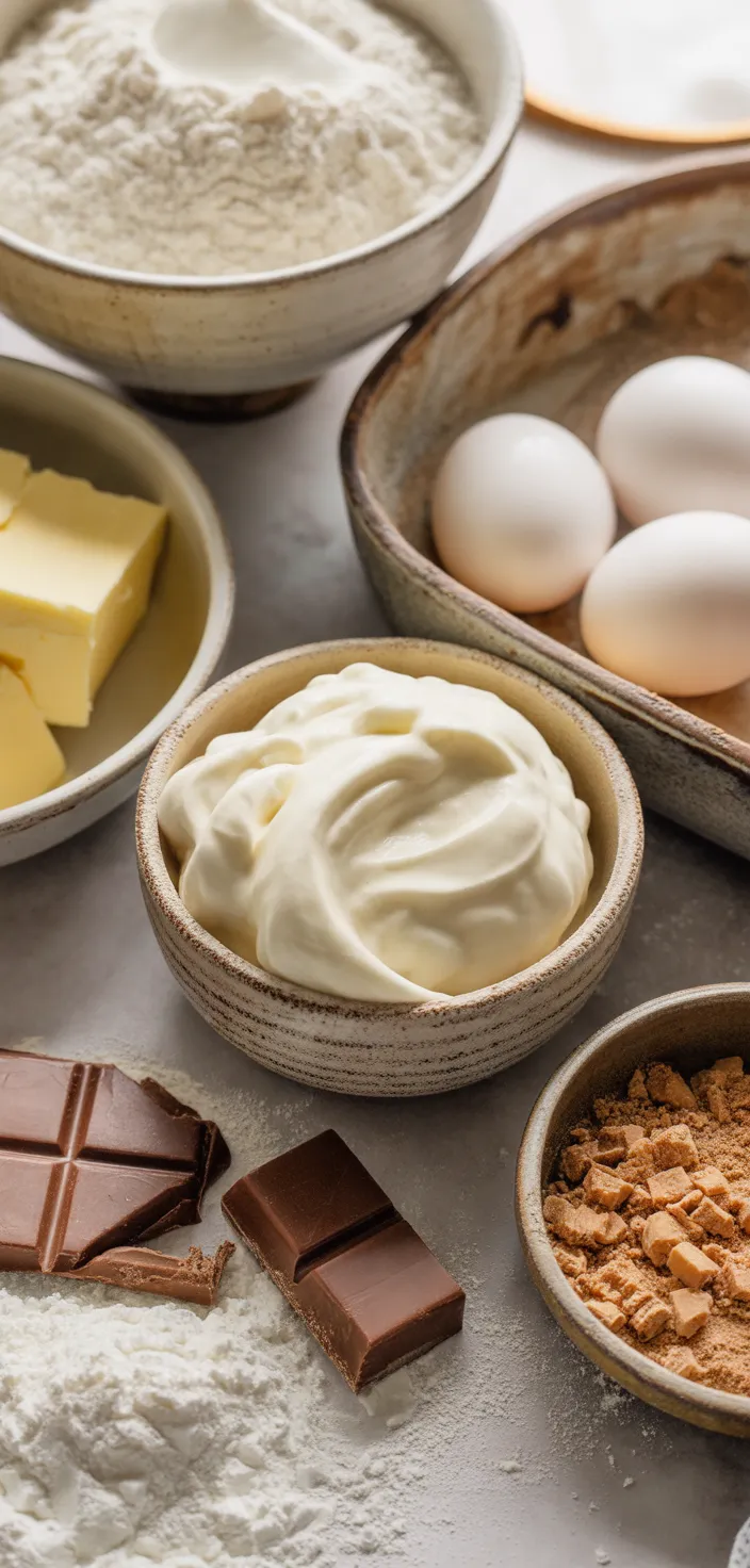 Ingredients photo for Irish Cream Bundt Cake With Baileys Glaze & Chocolate Ganache Recipe