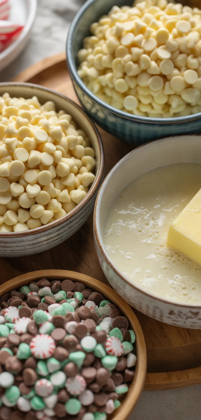 Ingredients photo for Mint Chocolate Chip Fudge Recipe